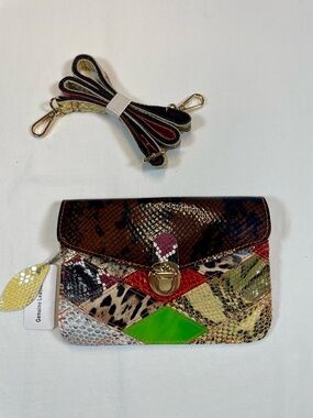 Multicolor Patchwork Leather Crossbody Bag with Gold Hardware